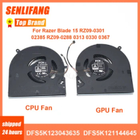 For Razer Blade 15 RZ09-0301 0270 02385 RZ09-0288 0313 0330 0367 New GPU Cooler Fan DFS5K123043635 DFS5K121144645 CPU Fan