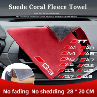Suede Car Wash Towel Microfiber Cleaning Rag Cloth For Audi Q3 A3 Q5 A5 A4 A6 Q7 Q2 A1 A8 Q8 A7 TT Quattro S3 S4 RS5 RS6 RS3 RS4