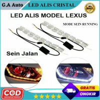 Lampu ALIS MODEL CRISTAL 2 MODE DRL Mobil Motor MODE SEIN RUNNING 16 Mata 60 CM Car