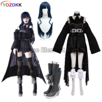 Final Fantasy XIV Gaia Cosplay Costumes Wig Shoes Women Girl Outfit Black Dress Halloween Carnival C