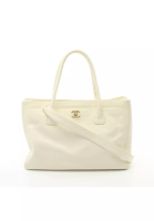 CHANEL 二奢 Pre-loved Chanel executive tote Handbag tote bag Caviar skin off white gold hardware 2WAY