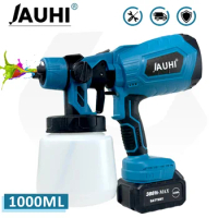 JAUHI 1.8mm 1000ML Electric Spray Gun Cordless Paint Sprayer Auto Furniture Coating Airbrush Compatible For Makita 18V Battery