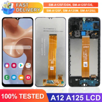 AMOLED A12 Display Screen, for Samsung Galaxy A12 A125 A125F Lcd Display Touch Screen Digitizer With Frame Replacement