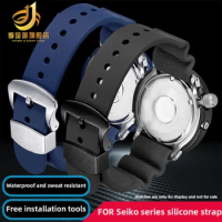 FOR Seiko Silicone Watch Band SEIKO Water Ghost Abalone Small MM5 SRP777J1 Canned Tape Band 22MM
