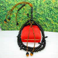 tasbih tijani kayu kelor hitam full benang rajut S80