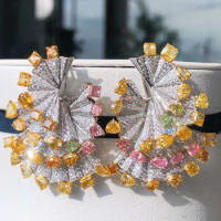 MQ2023 Diamonds 10.025ct 18K White Gold Nature Pink and Yellow Diamonds Female Studs Earrings for Women Fine Earrings