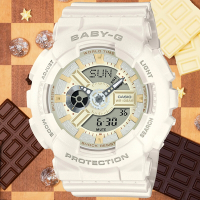 CASIO 卡西歐 BABY-G 白巧克力 甜美雙顯腕錶 母親節 禮物 43.4mm / BA-110XSW-7A