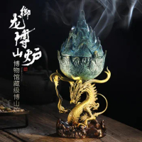 Qingshen Yulong Boshan Furnace Small Antique Pure Copper Incense Furnace Ornament Agarwood Sandalwood Furnace
