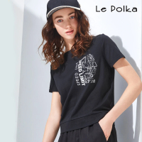 【Le Polka】塗鴉標語印花T恤-女