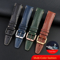For IWC Pilot Mark Rolex Longines L2 L3 L4 Italian leather watchband 20mm 21mm 22mm Soft Lychee grain strap men's watch Bracelet
