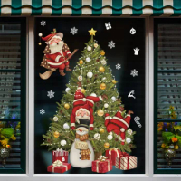 30x45cm Christmas Sticker Christmas Tree Santa Window Wall Mirror Decoration Sticker Merry Christmas New Year 2023
