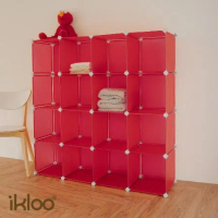 【ikloo】16格收納櫃-12吋收納櫃/整理收納組合櫃-紅色款