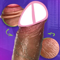 Realistic Dildo Soft Sliding Foreskin Penis Real Veins Big Dildos Thick Cock Anal Adult Toys for Men Women Silicone Masturbation
