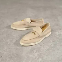 Sepatu LORO PIANA SUMMER WALK SUEDE IVORY WOMEN LOAFER 100% ORIGINAL Size 38.5