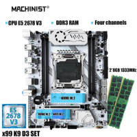 MACHINIST X99 K9 D3 Motherboard Combo LGA 211-3 E5 2678 V3 CPU Kit Xeon Processor DDR3 RAM 2*8GB Memory NVME M.2 Four Channel
