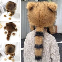Lei Feng Hat Pentagram Plush Winter Warm Hat Thick Cold Trapper Proof Russian Proof Cap Bomber Q2W8