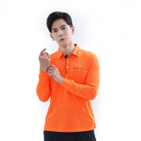 【遊遍天下】男款抗UV防曬涼感吸濕排汗機能長袖POLO衫GL1015桔色(長袖POLO M-5L)