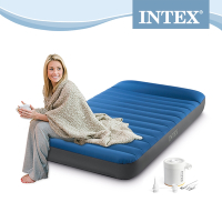 INTEX TPU充氣床附USB電動充氣幫浦單人加大-寬99cm(64011)