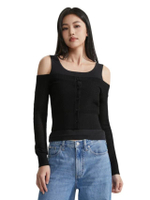 เสื้อคาร์ดิแกนผู้หญิง Second Skin สีดำ