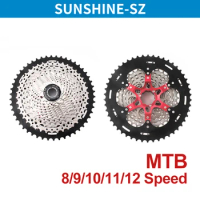 SUNSHINE MTB Bike Cassette 8/9/10/11/12Speed 34/36T/40T/42T/46T/50T/52T Bicycle Cassette Freewheel MTB Sprocket for SHIMANO SRAM