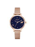 นาฬิกาข้อมือผู้หญิง JA-1442 E สีโรสโกลด์หน้าปัดน้ำเงิน สายแสตนเลสถัก