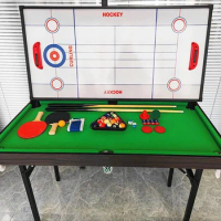 CHRT 48" 4 IN 1 Folding Multi Billiard Pool Table Game Ice Hockey Pingpong Shuffleboard Table for Indoor Kids Adults Games