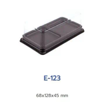 กล่องเค้ก 2 ช่อง ฐานน้ำตาล กล่องใส E-123 (50ใบ/ห่อ)