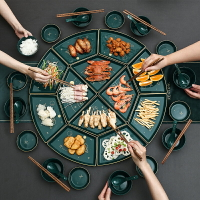 網紅同款拼盤餐具組合家用團圓拼碟盤子圓桌餐盤擺盤裝菜盤子套裝