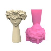 Girl Flower Pots Mold Epoxy Resin Molds Pen Holder Holder Cement Planter Silicone Mould Home Decorations