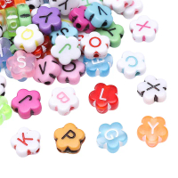 100pcs Manik Akrilik Motif Bunga Plum & Huruf / Plum Blossom Letter Beads, untuk DIY Gelang, Kalung,