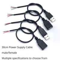 30cm Power Supply Cable 2 Pin USB 2.0 A Female Male 4 Pin Wire Jack Charger Charging Cord Extension Connector DIY 5V Line