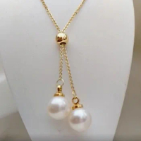 18" AAAA Round 7-8mm White South Sea Natural Pearl Necklace 14k Gold