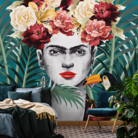 Frida Tapestry Fabric Wall Hanging Beach Room Decor Moxico Women Cloth Carpet Yoga Mats Flower Sheet Sofa Blanket