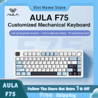 AULA F75 Mechanical Keyboard Customization 75% Layout 2.4G Wireless/Bluetooth/Wired RGB OEM Profile Pad Structure Game Keyboard