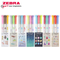 3-color Set ZEBRA Markers Cute Kawaii WKT7 Highlighter Mildliner Art Supplies Office Accessories Double-ended Writing Stationery