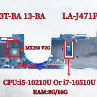 LA-J471P Motherboard For HP Envy 13T-BA 13-BA Laptop Motherboard With i5-10210U i7-10510U MX250 2GB 8G/16G RAM L94593-601100% OK