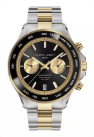 Filippo Loreti 中性不銹鋼Ascari Grand Prix GP Quartz手錶，直徑42mm，2個音調IP金/銀色不銹鋼手鐲