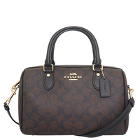 COACH 經典老花波士頓包 防刮PVC 斜背包 手提包 側背包 肩背包 CH280 深咖啡色(現貨)▶指定Outlet商品5折起☆現貨【送禮首選★APP下單點數4倍送】