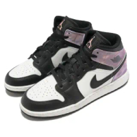 【NIKE 耐吉】休閒鞋 Air Jordan 1 Mid SE GS 大童 女鞋 黑 紫 渲染 AJ1 高筒 喬丹(DM6216-001)