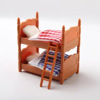 Double Decker Mini Bed Model for Children, Doll House, Ob11 Micromodel, Desktop Display Furniture, 1: 12