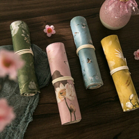 古風學生大容量筆袋卷筒文創禮品中國風展開式布藝筆簾卷軸文具袋