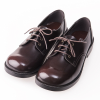日本 HARUTA 女 平底圓頭 咖啡色 3孔綁帶皮鞋 人造皮革 復古經典 學生鞋 通勤鞋 4902