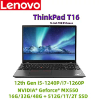 NEWEST Lenovo ThinkPad T16 Laptop 12th Gen i5-1240P/i7-1260P MX550 16G 512G SSD 16-Inch FHD IPS Screen (LTE) Notebook Windows 11