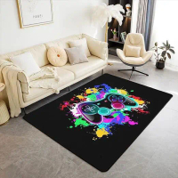 Living room floor mat 3D colorful game room carpet e-sports video game room dirt-resistant water-abs