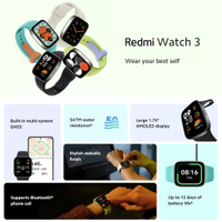 รุ่นทั่วโลก Redmi Watch 3 Smart Watch 1.75 ''Amoled หน้าจอ12วันแบตเตอรี่ GPS H Eart Rate Monitor S Mart W Atch 5ATM.2023