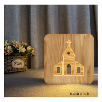 現貨 - 祝福禮品216 原木十字架LED小夜燈 實木夜燈 USB插電