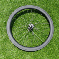 Clincher Wheelset 50mm Full Carbon 700C Road Cyclocross Bike Wheelset for Disc Brake Thru Axle Front 100*12mm + Rear 142*12mm