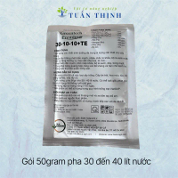 Phân bón hỗn hợp NPK 30-10-10 TE gói 50gram pha 30 đến 40 lít nước