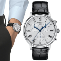 【TISSOT 天梭 官方授權】CARSON系列 紳士計時腕錶 618 年中慶 禮物(T1224171603300)