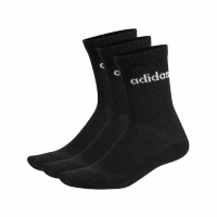 【adidas 愛迪達】襪子 Linear Cushioned 黑 長襪 中筒襪 基本款 三雙入 愛迪達(IC1301)